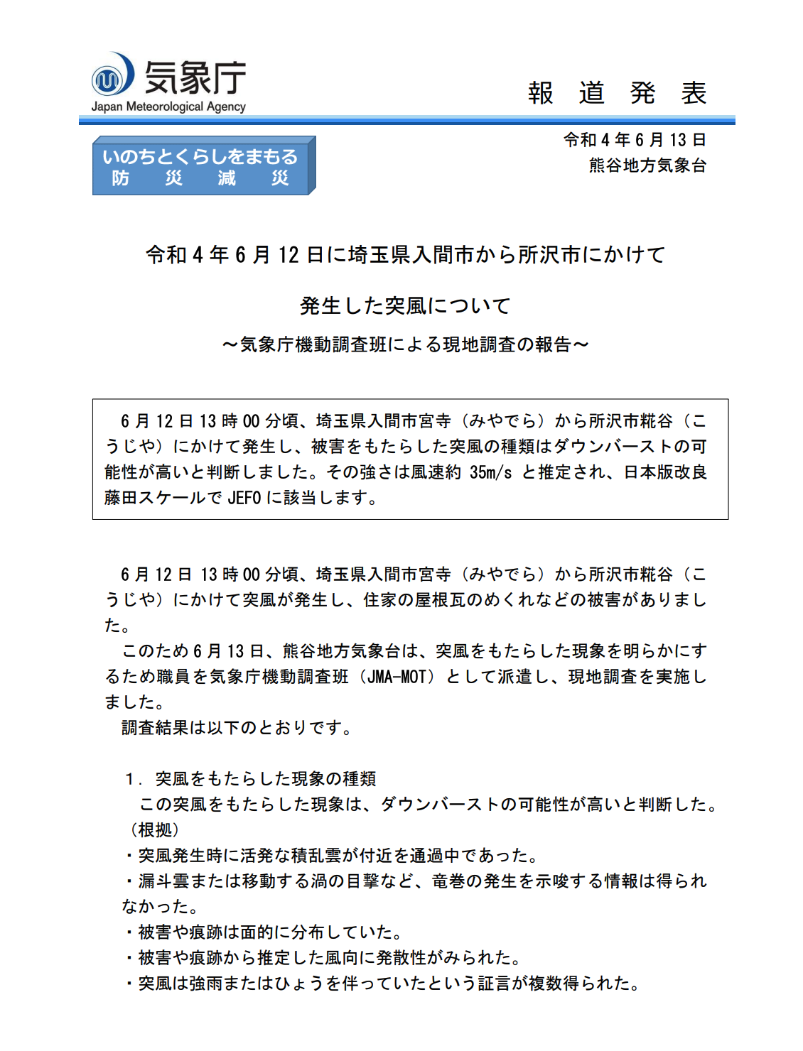 【入間市】6月12日の雹(ひょう)や突風の被害について